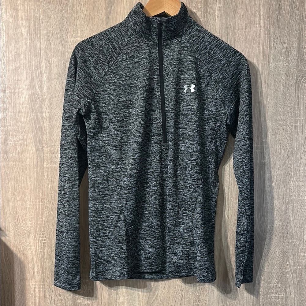 Under Armour Black and Gray Quarter-Zip Pullover Size Medium